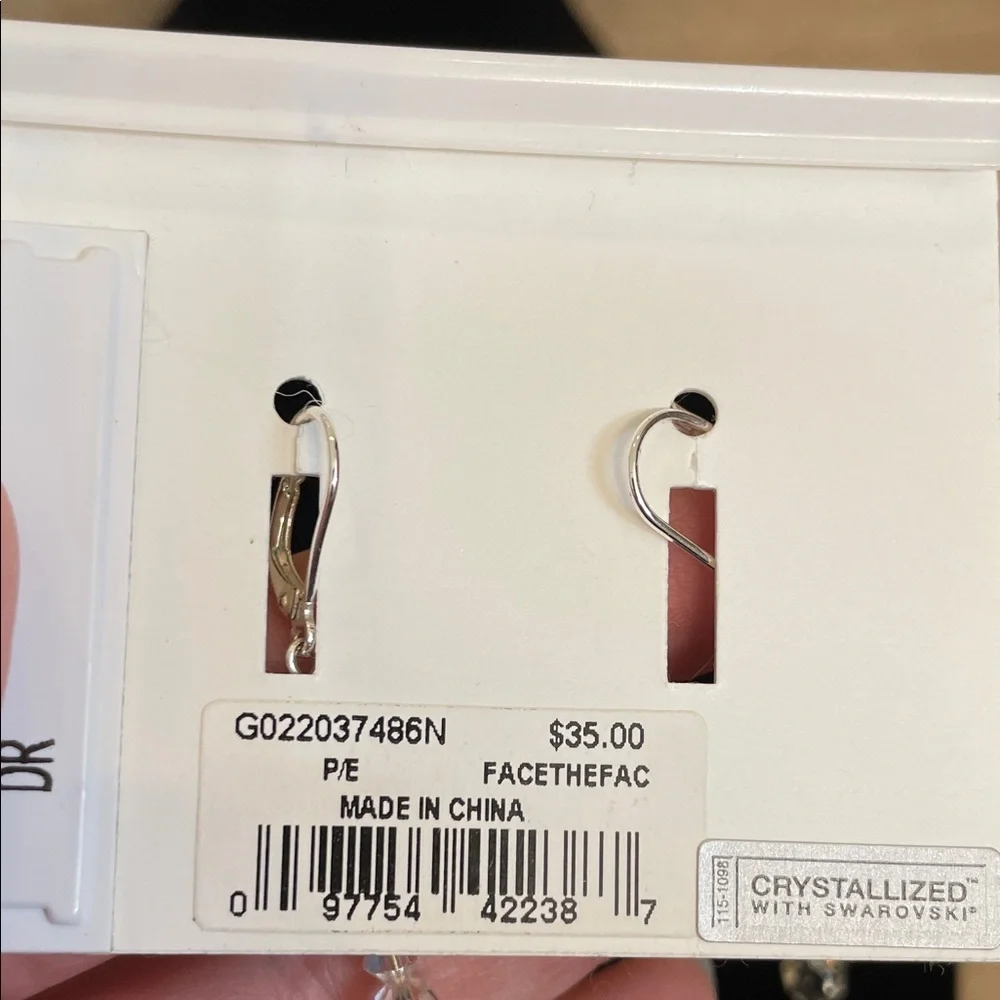 Givenchy NWT Crystal and Pearl Silver Linear Earrings - Picture 2 of 4